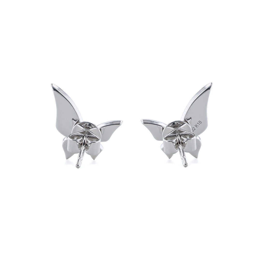 Butterfly White Diamond Stud Earrings