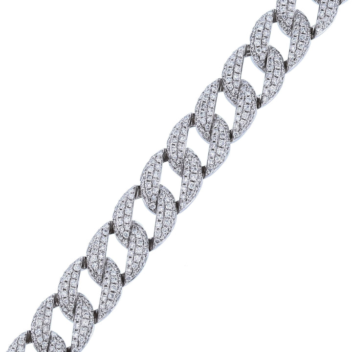 18K White Gold Diamond Cuban Ladies Bracelet