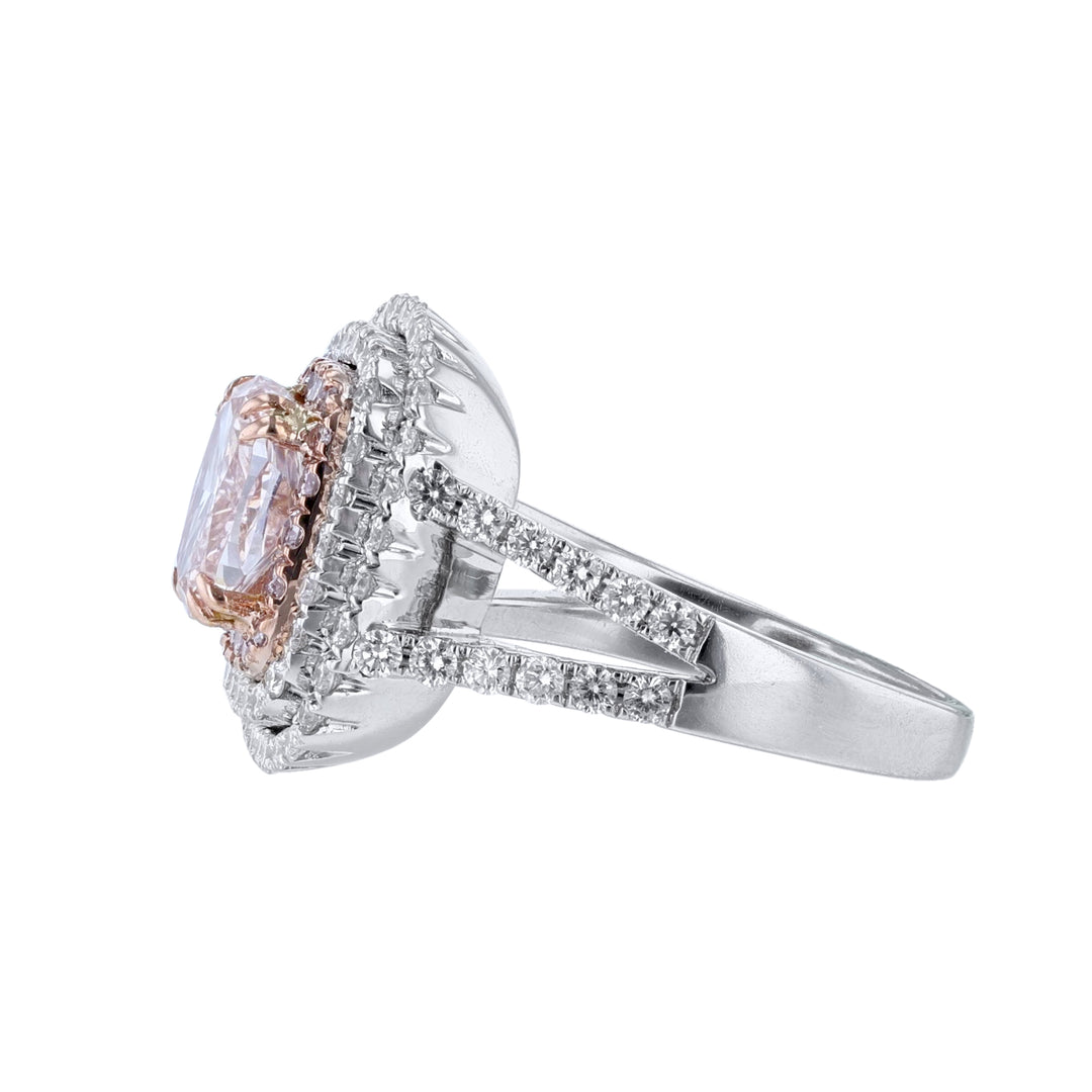 Oval Pink Diamond Halo Ring, Certified