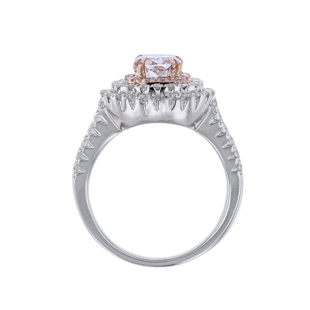Oval Pink Diamond Halo Ring, Certified