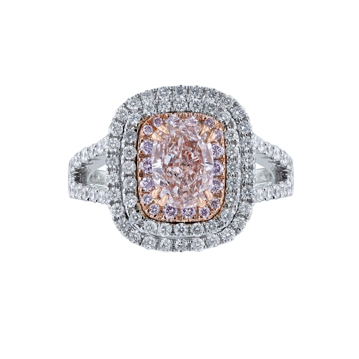 Oval Pink Diamond Halo Ring, Certified