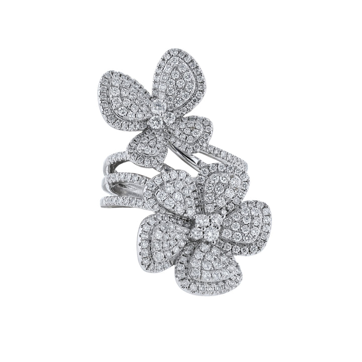 Butterfly with Flower Diamond Cocktail Ring