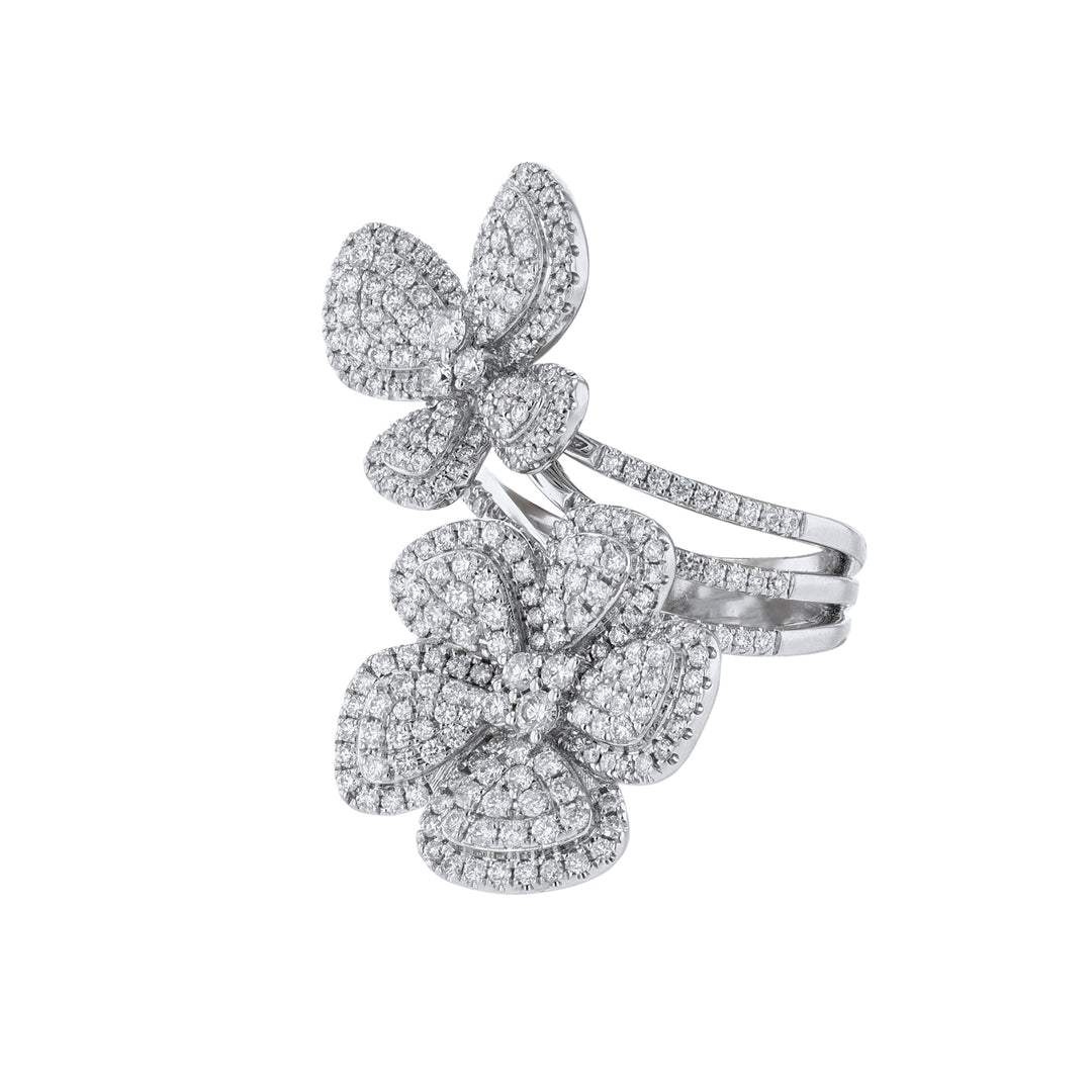 Butterfly with Flower Diamond Cocktail Ring