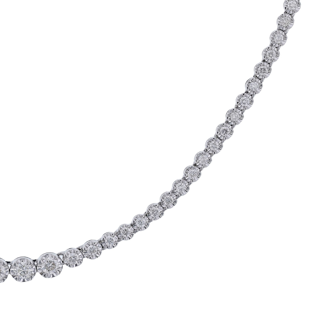 18K White Gold Diamond Tennis Necklace, 3.03ct