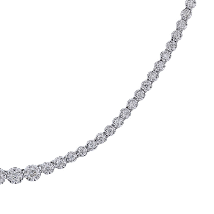 18K White Gold Diamond Tennis Necklace, 3.03ct
