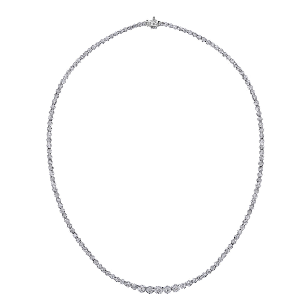 18K White Gold Diamond Tennis Necklace, 3.03ct
