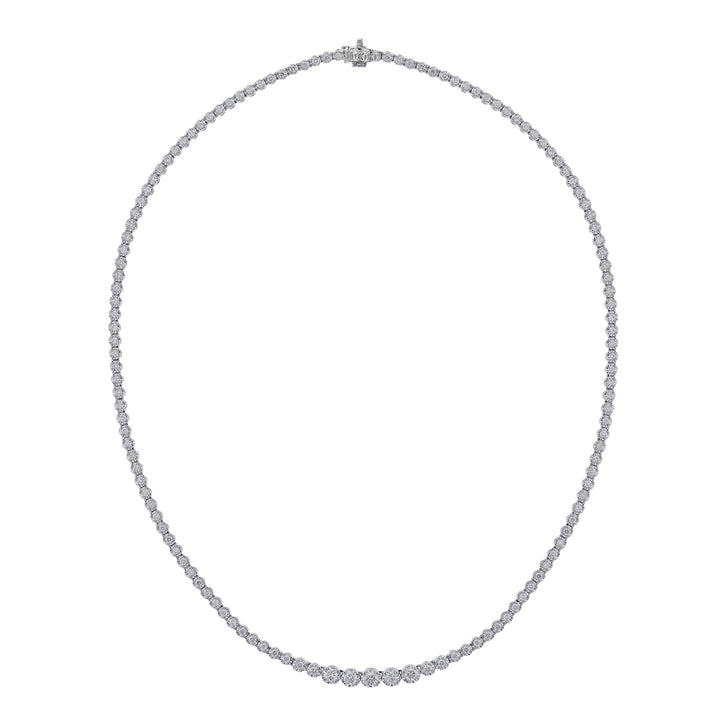 18K White Gold Diamond Tennis Necklace, 3.03ct