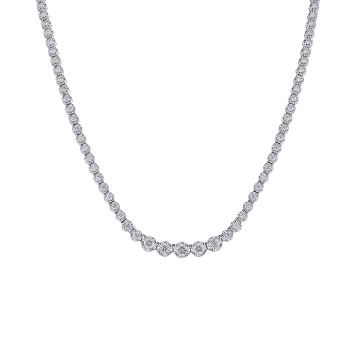 18K White Gold Diamond Tennis Necklace, 3.03ct