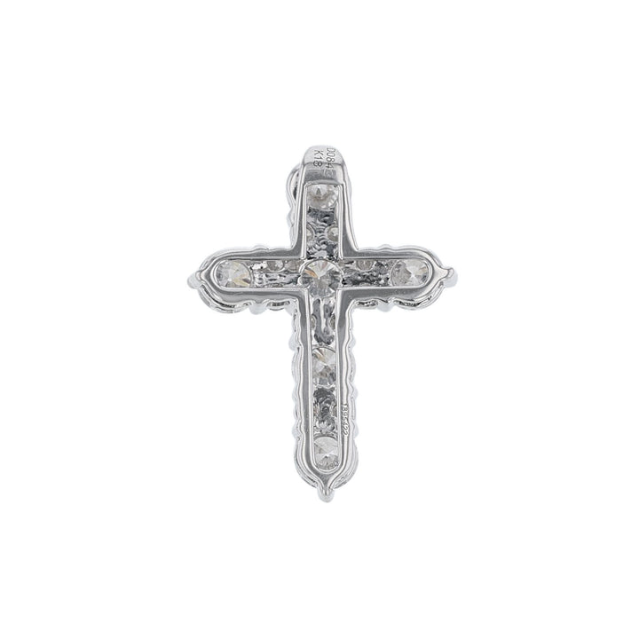 18K White Gold Diamond Cross Pendant, 0.84ct.