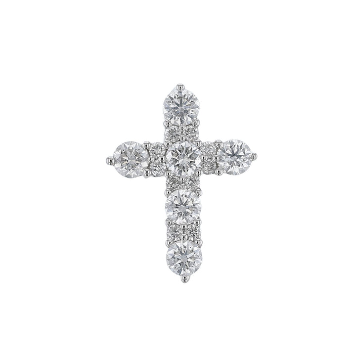 18K White Gold Diamond Cross Pendant, 0.84ct.