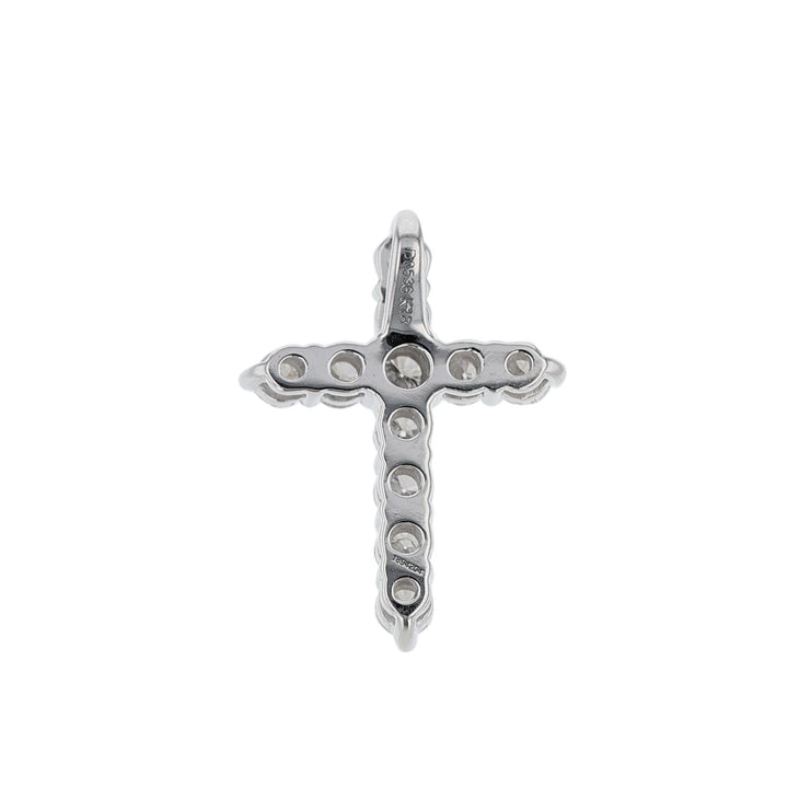 18K White Gold Diamond Cross Pendant