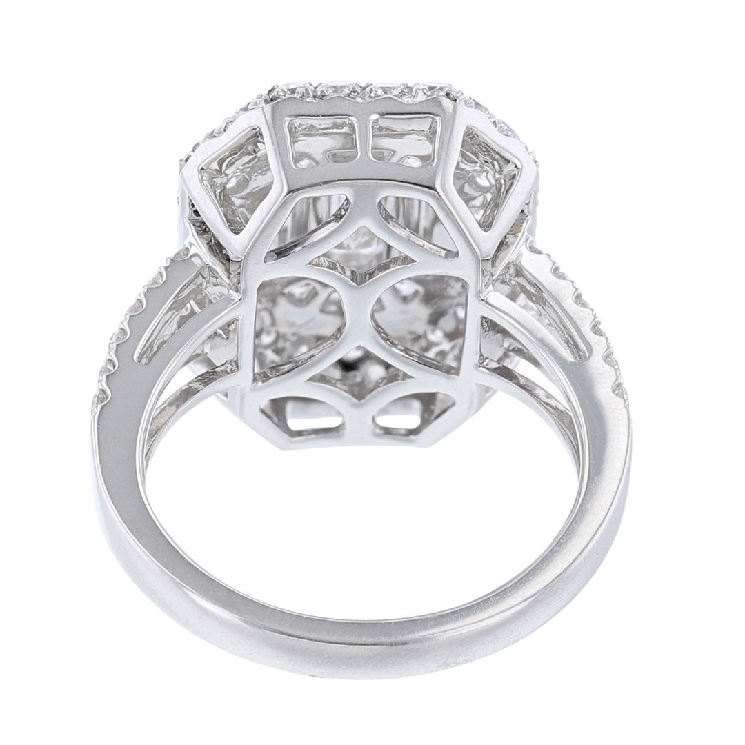 18K White Gold Nine Step Cut Diamond Ring