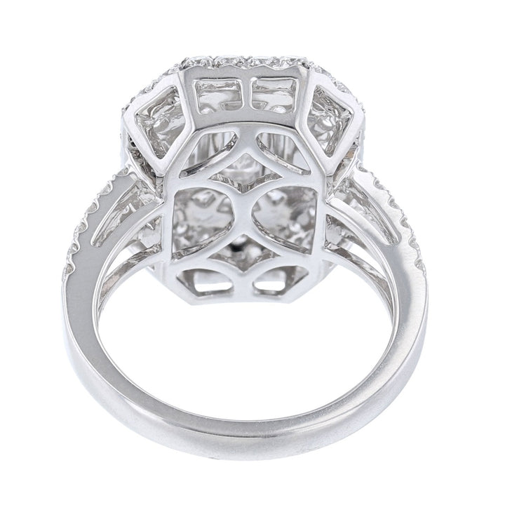 18K White Gold Nine Step Cut Diamond Ring