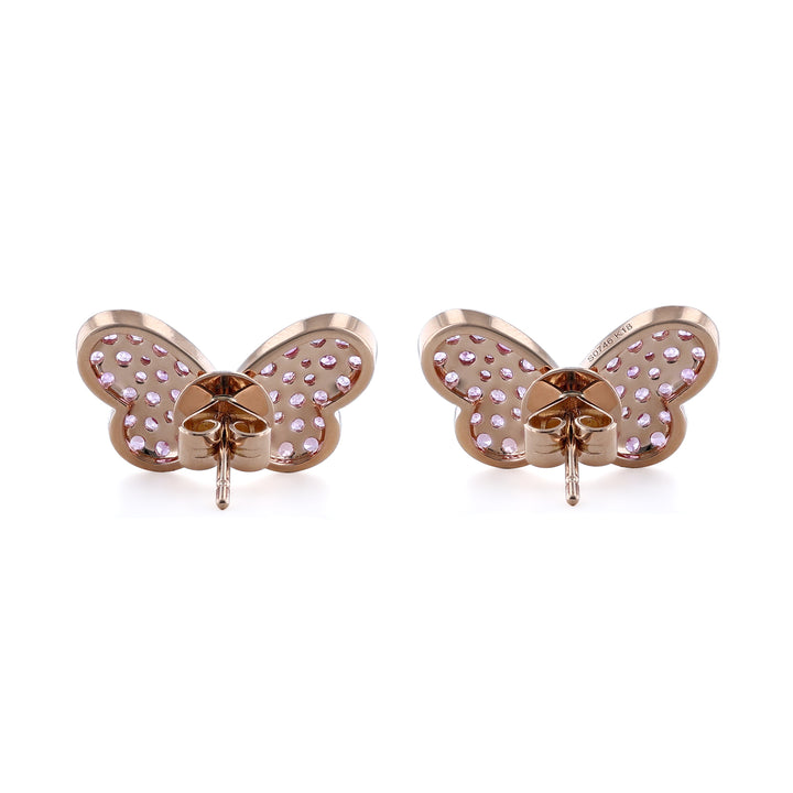 Rose Gold Butterfly Pink Sapphire Stud Earrings