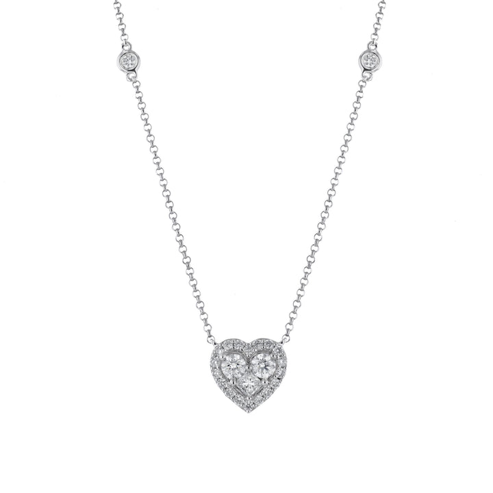 18K White Gold Diamond Heart Necklace
