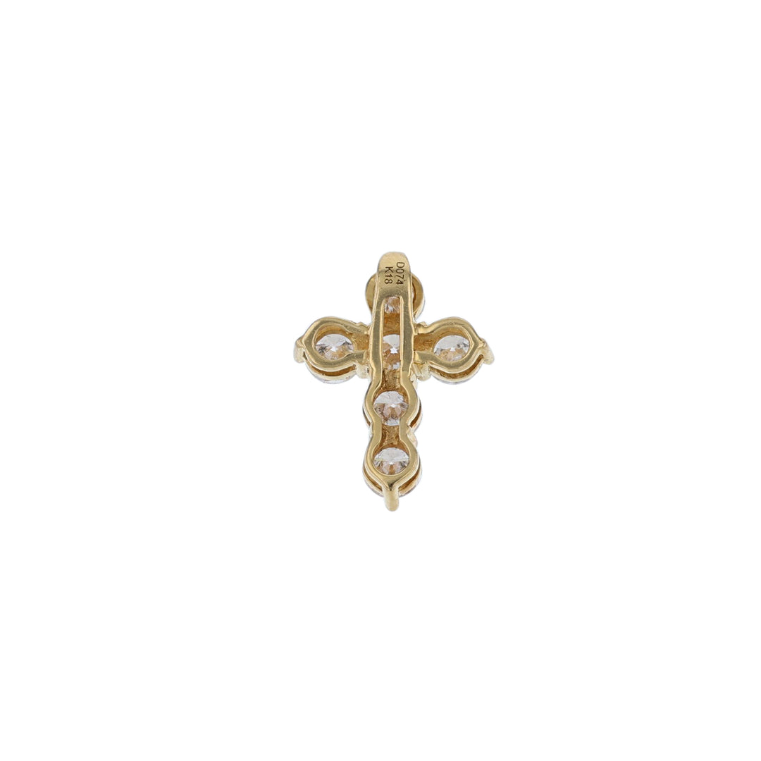 18K Yellow Gold Diamond Cross Pendant, 0.75ct.