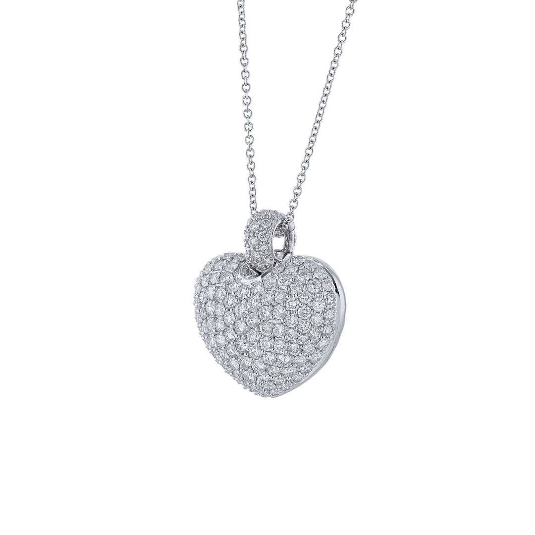 Diamond Heart Pendant Necklace, 2.94ct