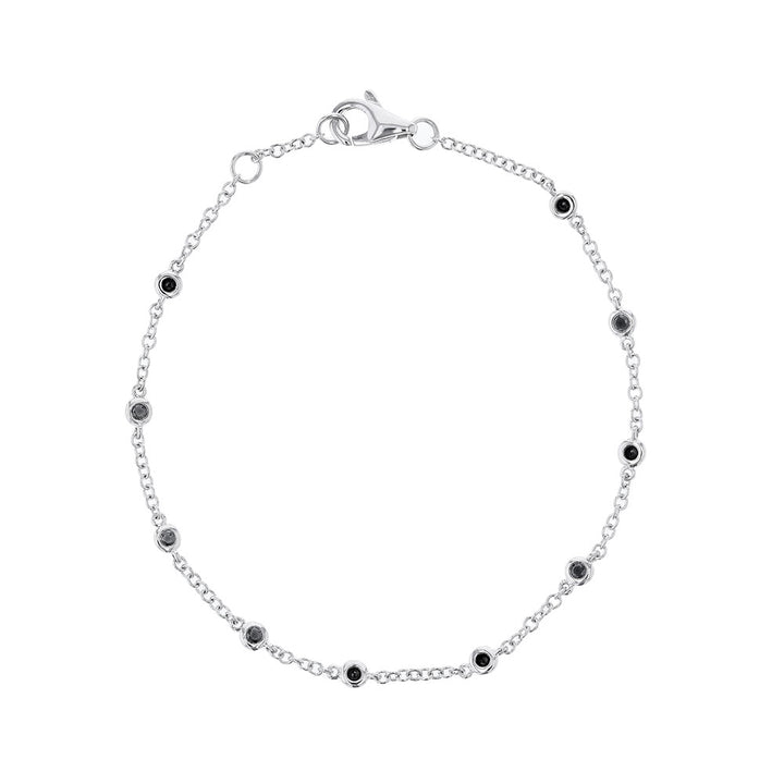 18k White Gold Black Diamond Station Bracelet