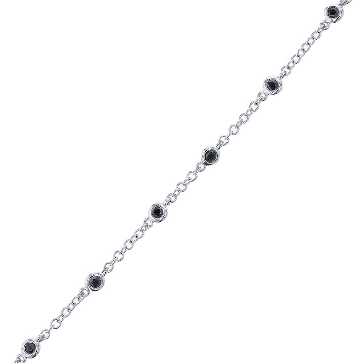 18k White Gold Black Diamond Station Bracelet