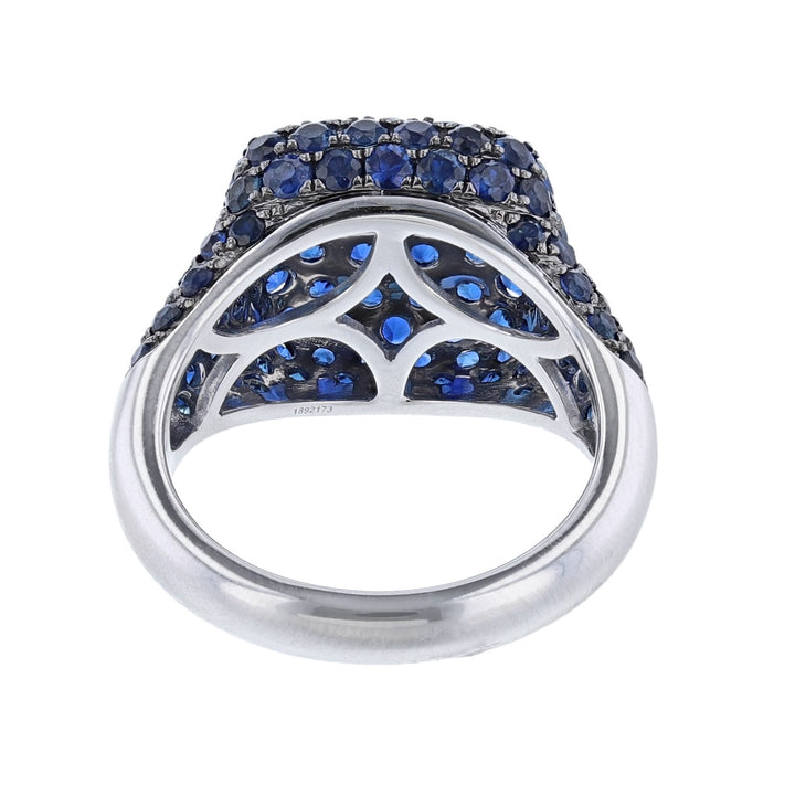 18K White Gold Blue Sapphire Pave Ring