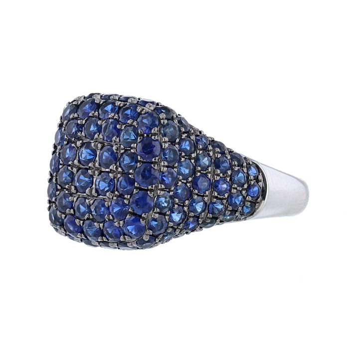 18K White Gold Blue Sapphire Pave Ring