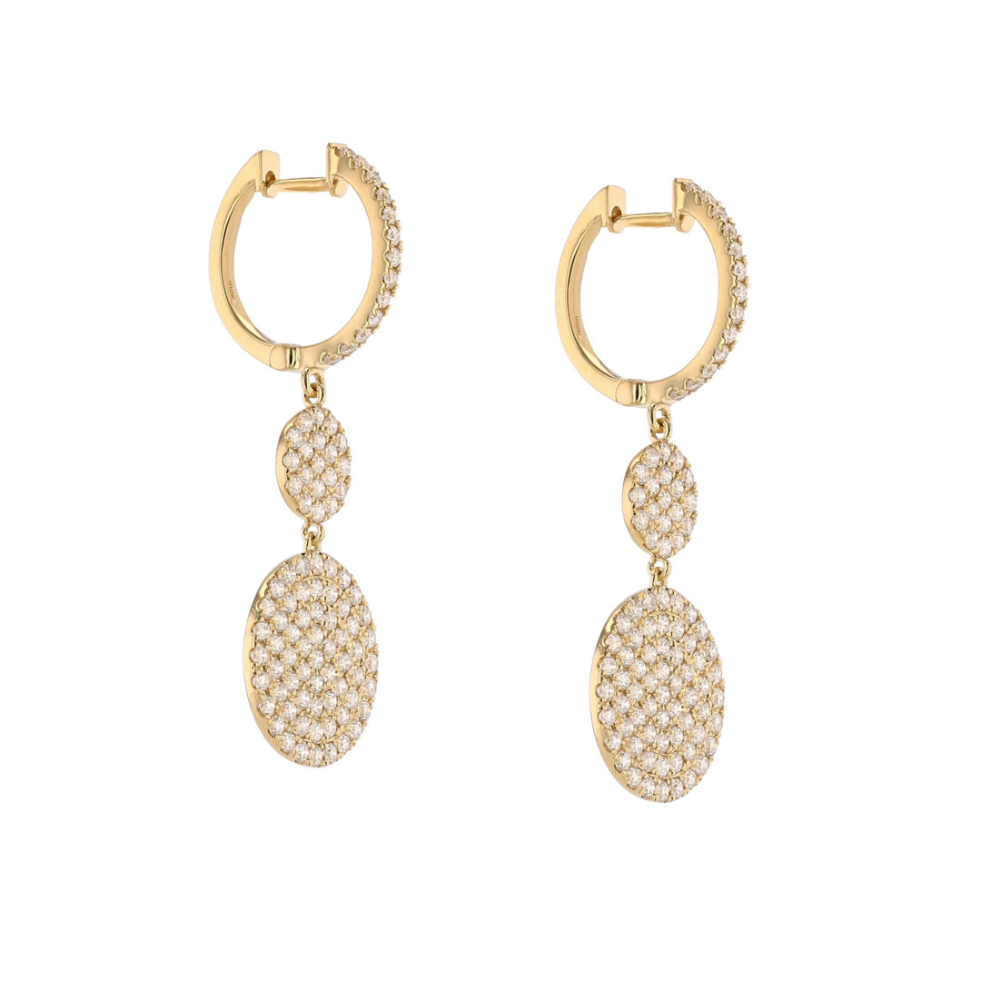 18K Yellow Gold Disc Diamond Earrings