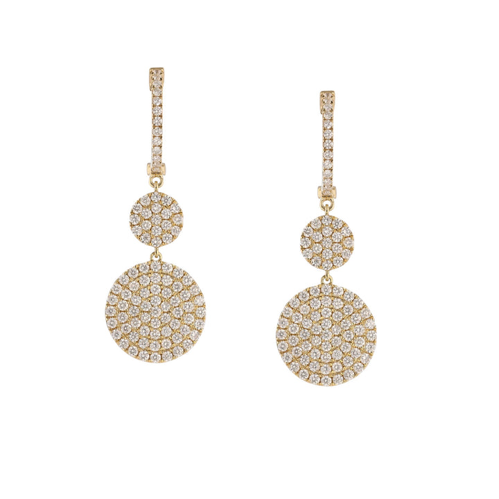 18K Yellow Gold Disc Diamond Earrings