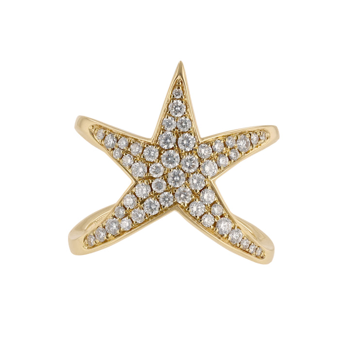 18K Yellow Gold Star Diamond Ring