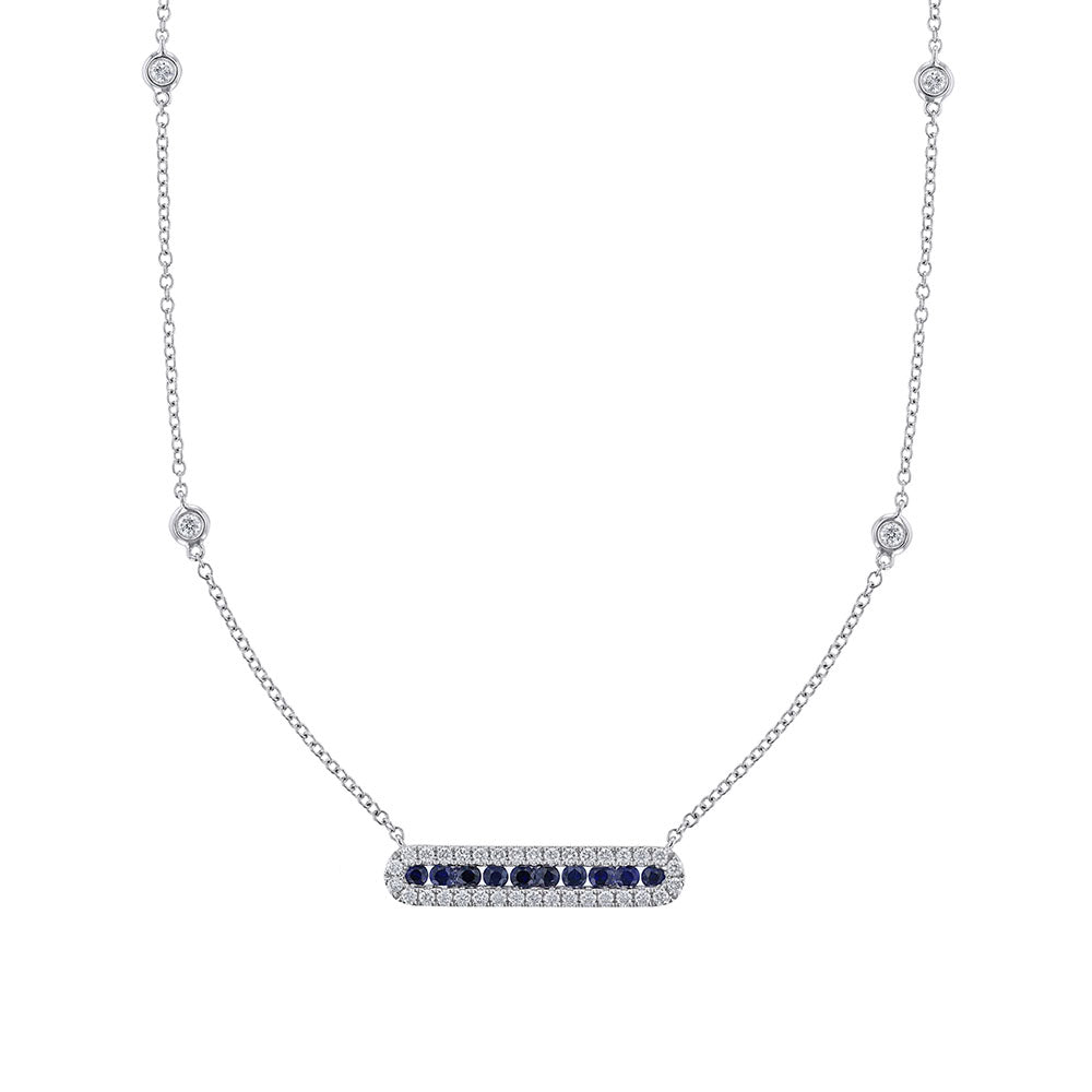 Sapphire & Diamond Bar Station Necklace