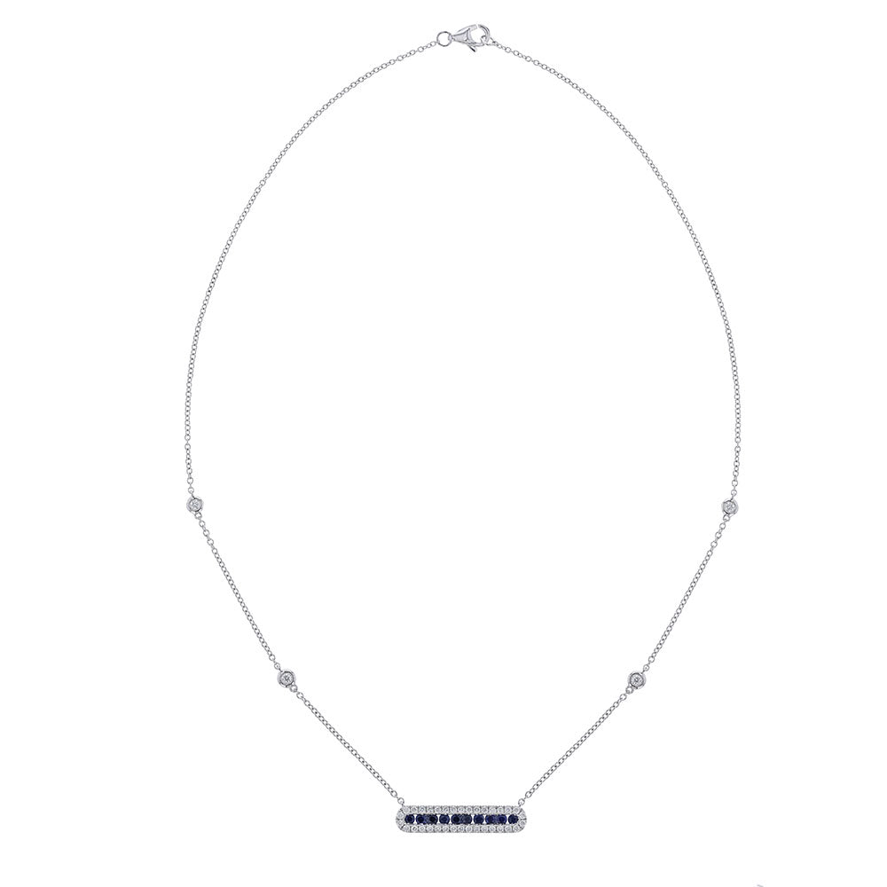 Sapphire & Diamond Bar Station Necklace