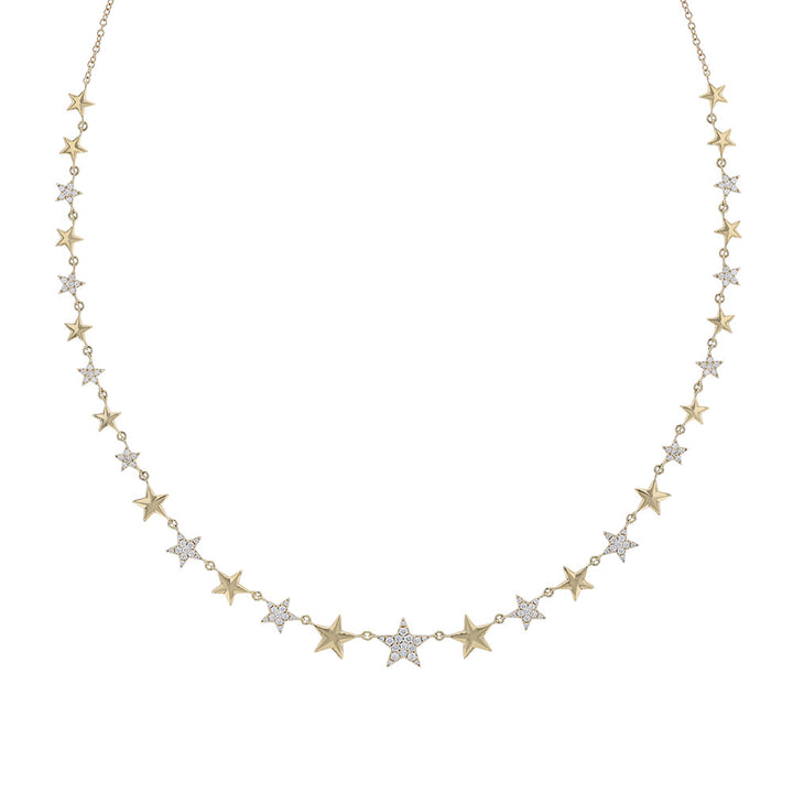 18K Yellow Gold Diamond Multi-Star Necklace