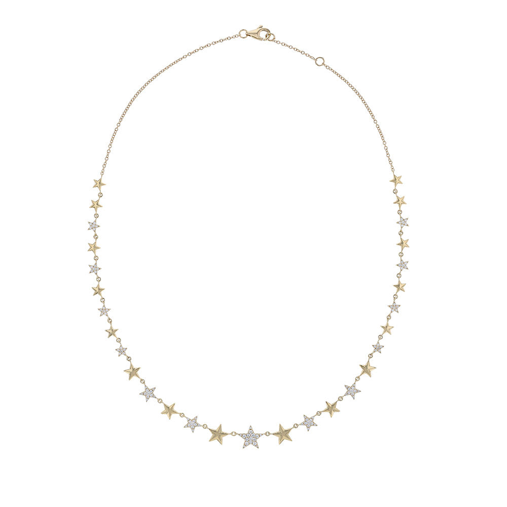 18K Yellow Gold Diamond Multi-Star Necklace