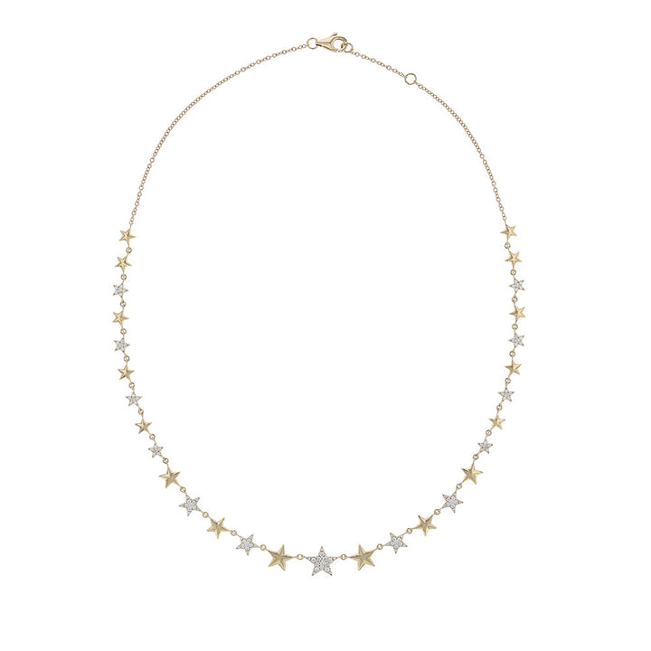 18K Yellow Gold Diamond Multi-Star Necklace