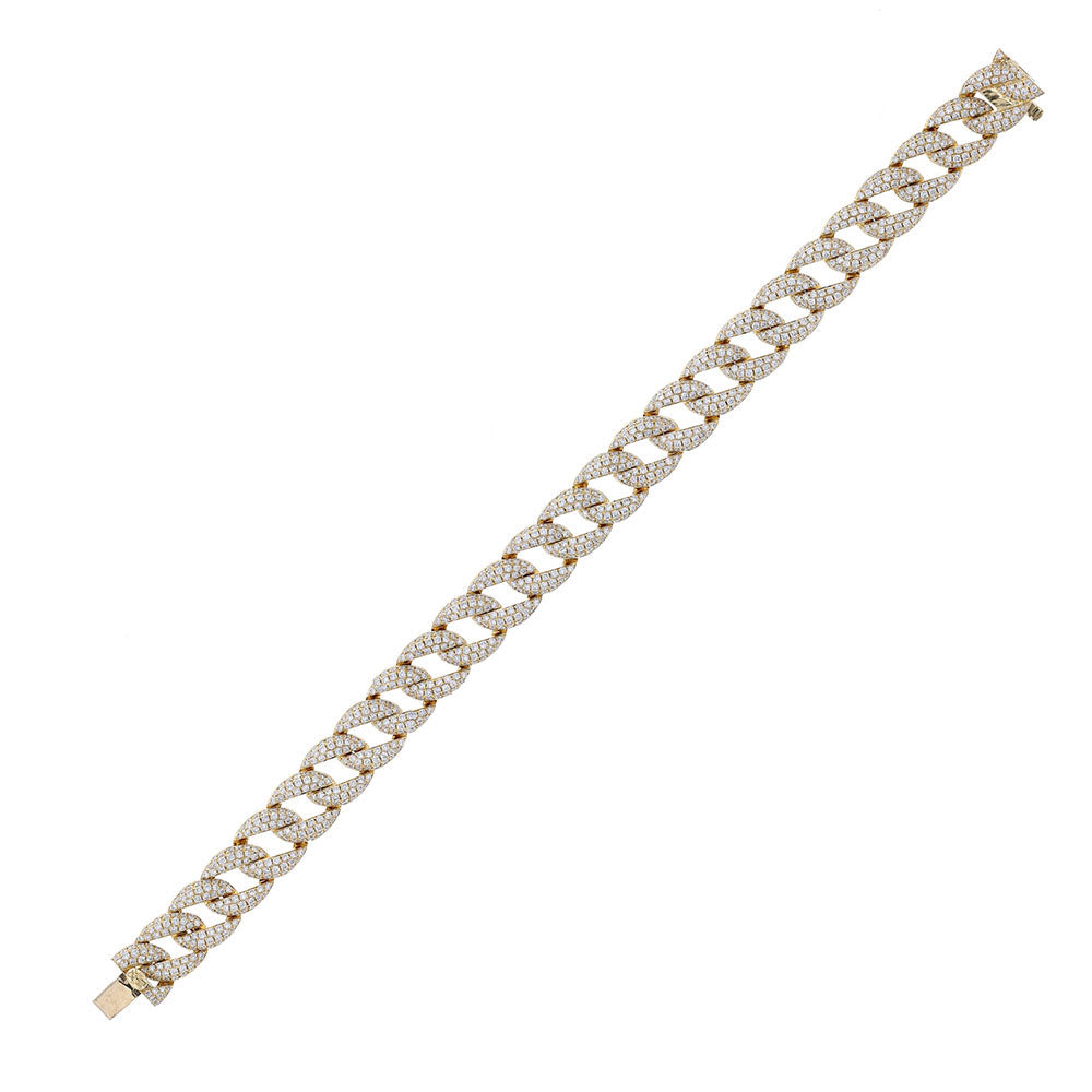 18K Yellow Gold Diamond Chain Link Bracelet