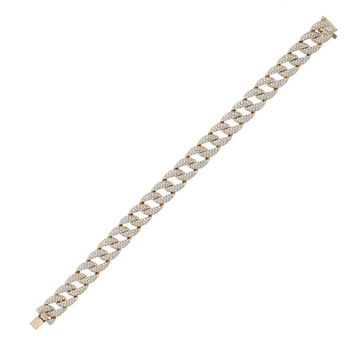 18K Yellow Gold Diamond Chain Link Bracelet