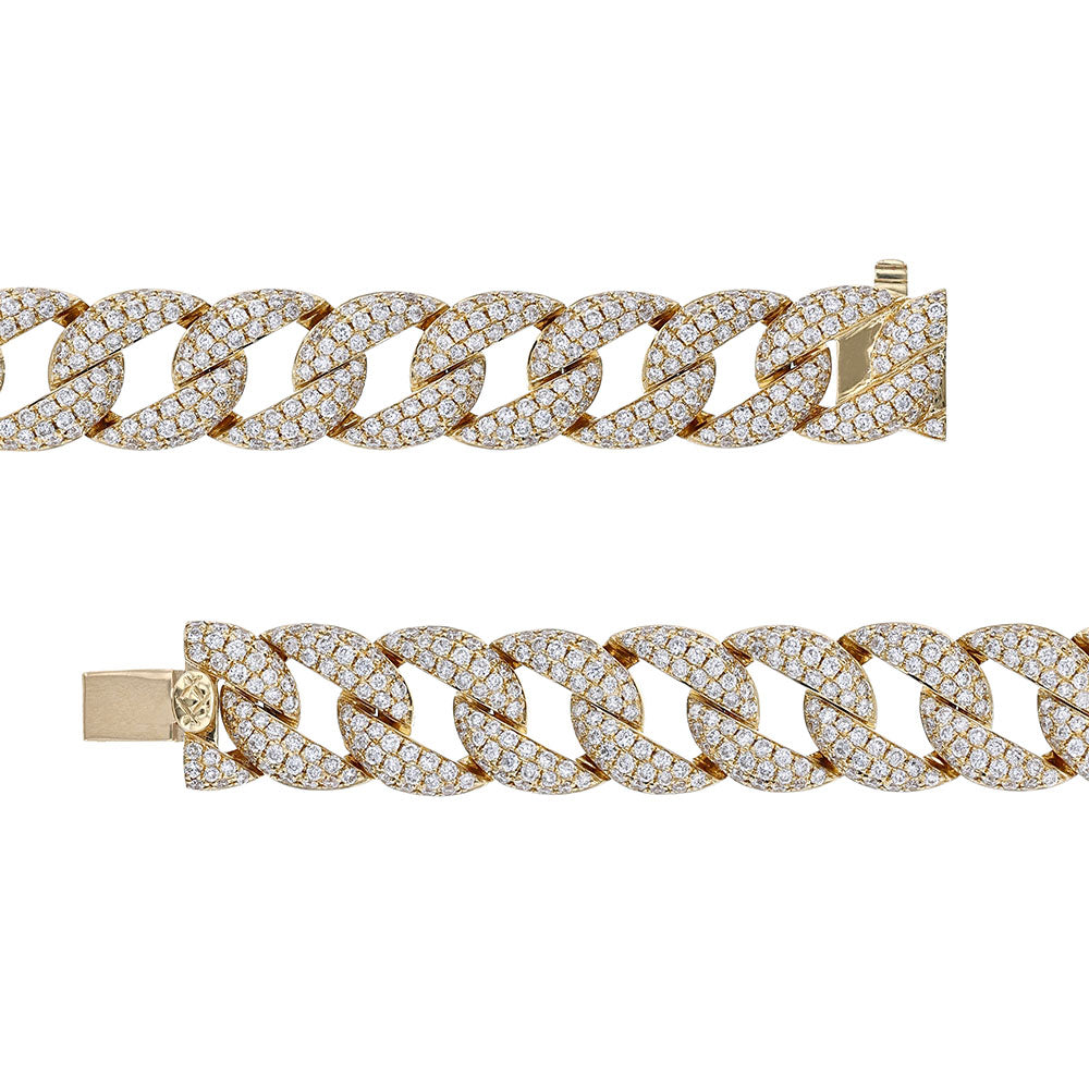 18K Yellow Gold Diamond Chain Link Bracelet