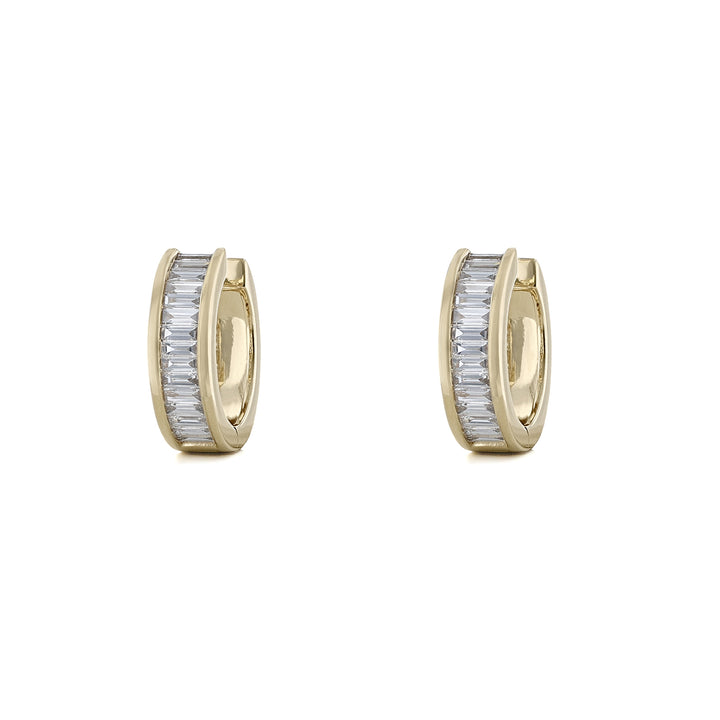 Mini Hoop Baguette Diamond Earrings