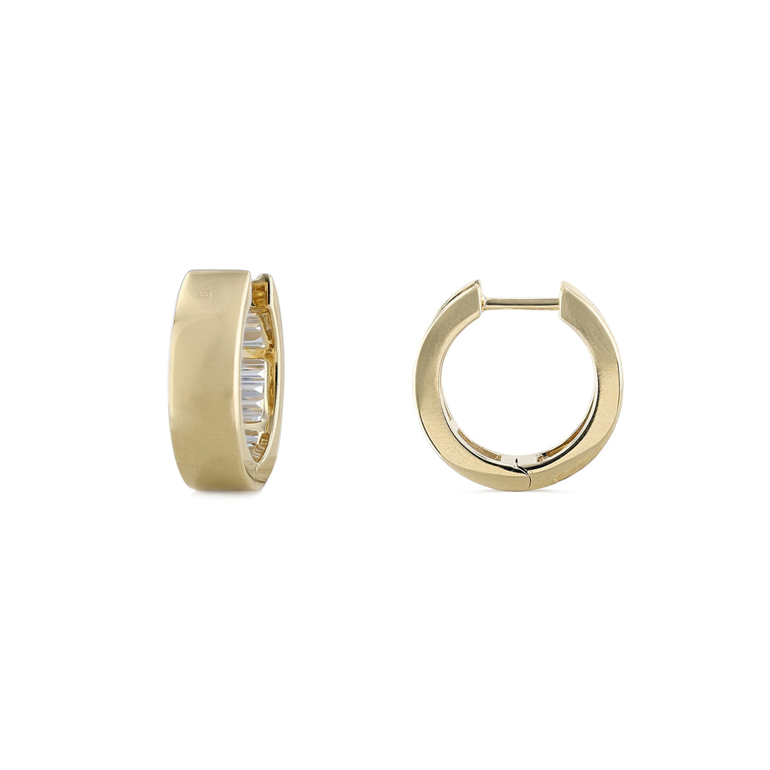 Mini Hoop Baguette Diamond Earrings