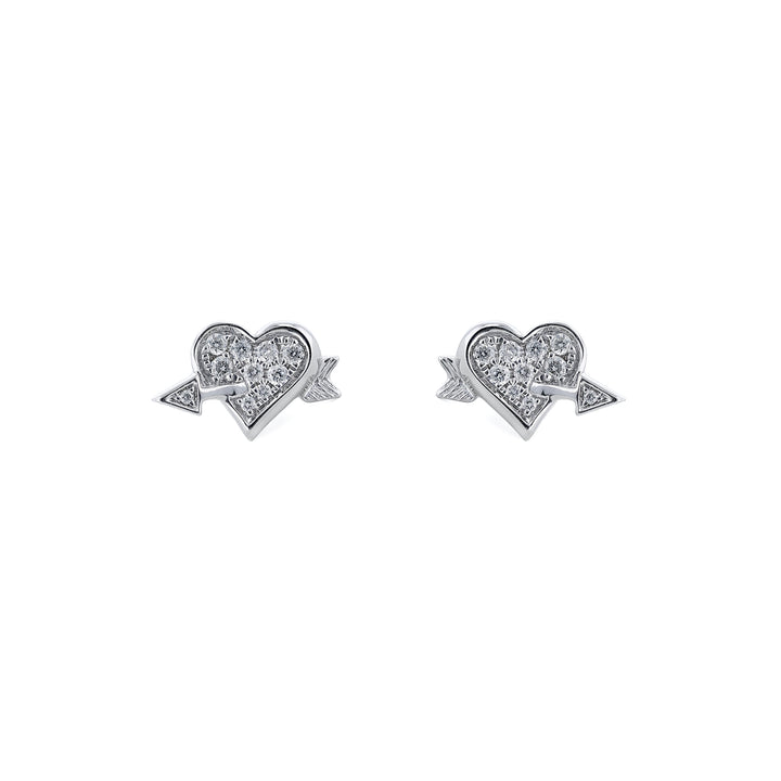 Heart and Arrow White Diamond Stud Earrings