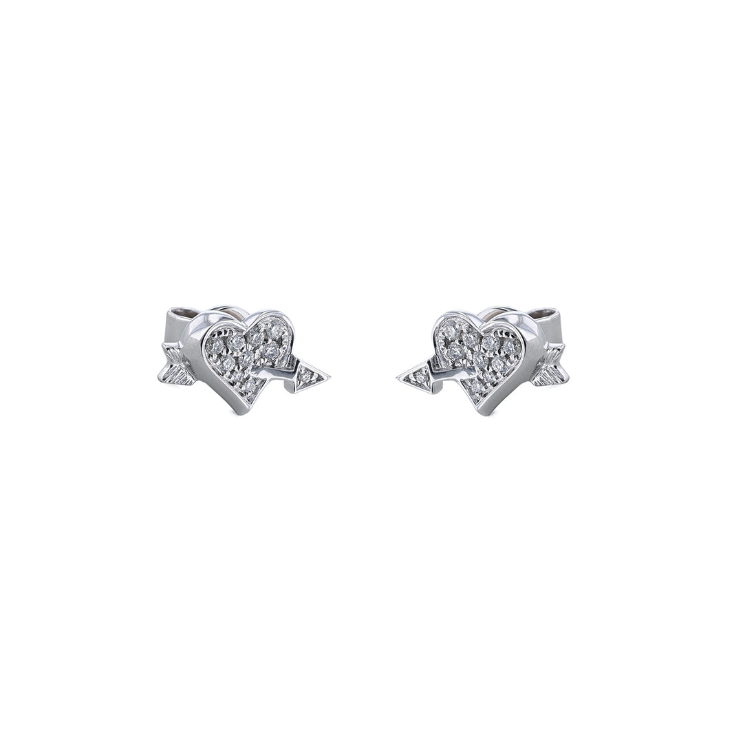 Heart and Arrow White Diamond Stud Earrings