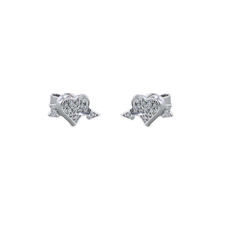 Heart and Arrow White Diamond Stud Earrings
