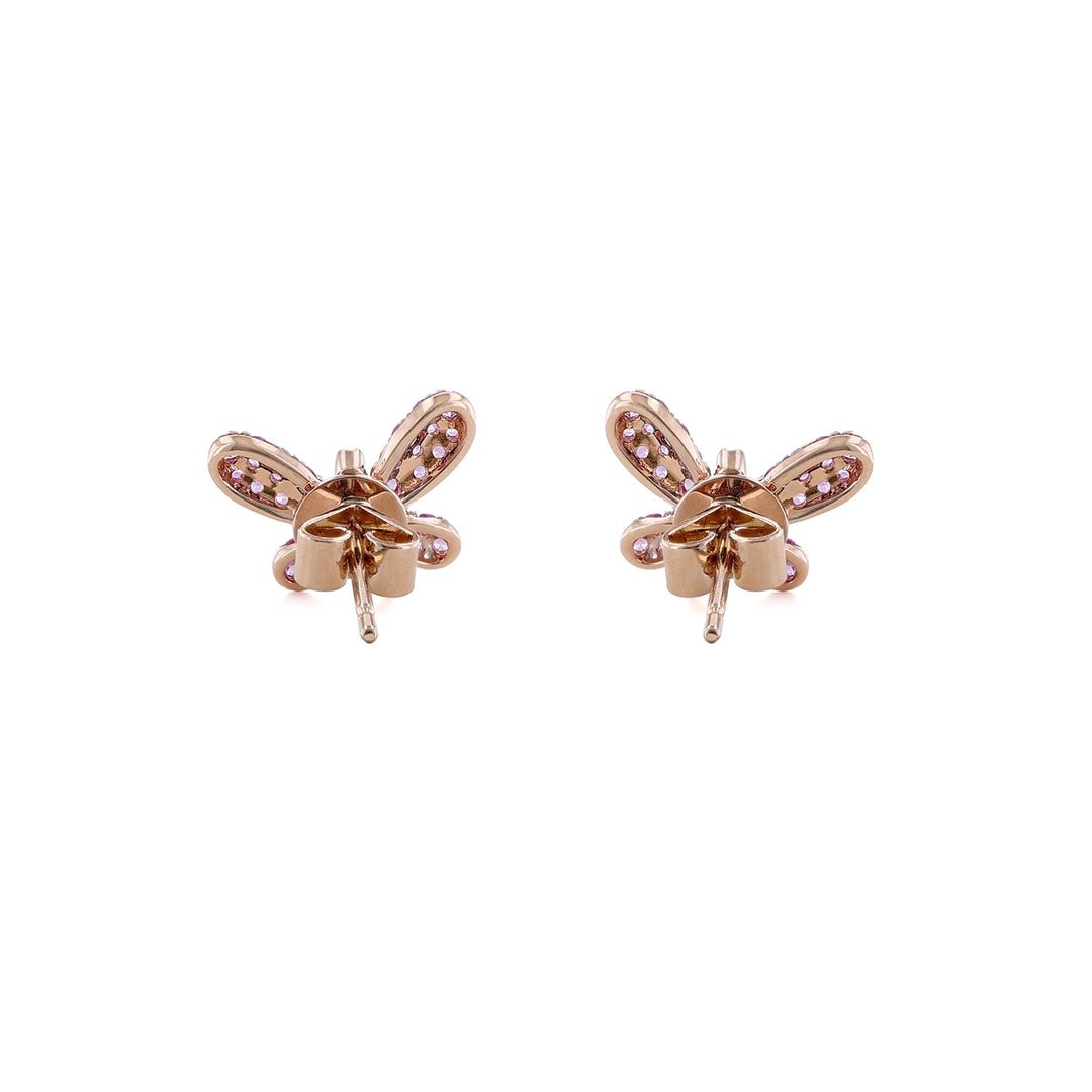 Butterfly Pink Sapphire Diamond Stud Earrings