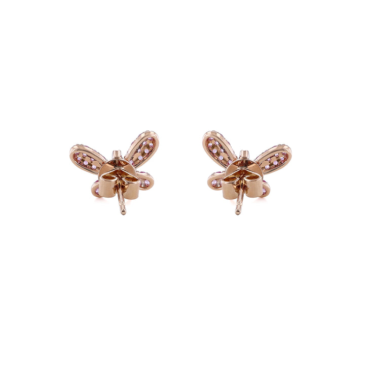Butterfly Pink Sapphire Diamond Stud Earrings
