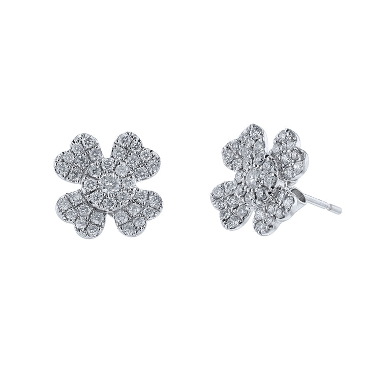 Four Leaf Clover Diamond Stud Earrings