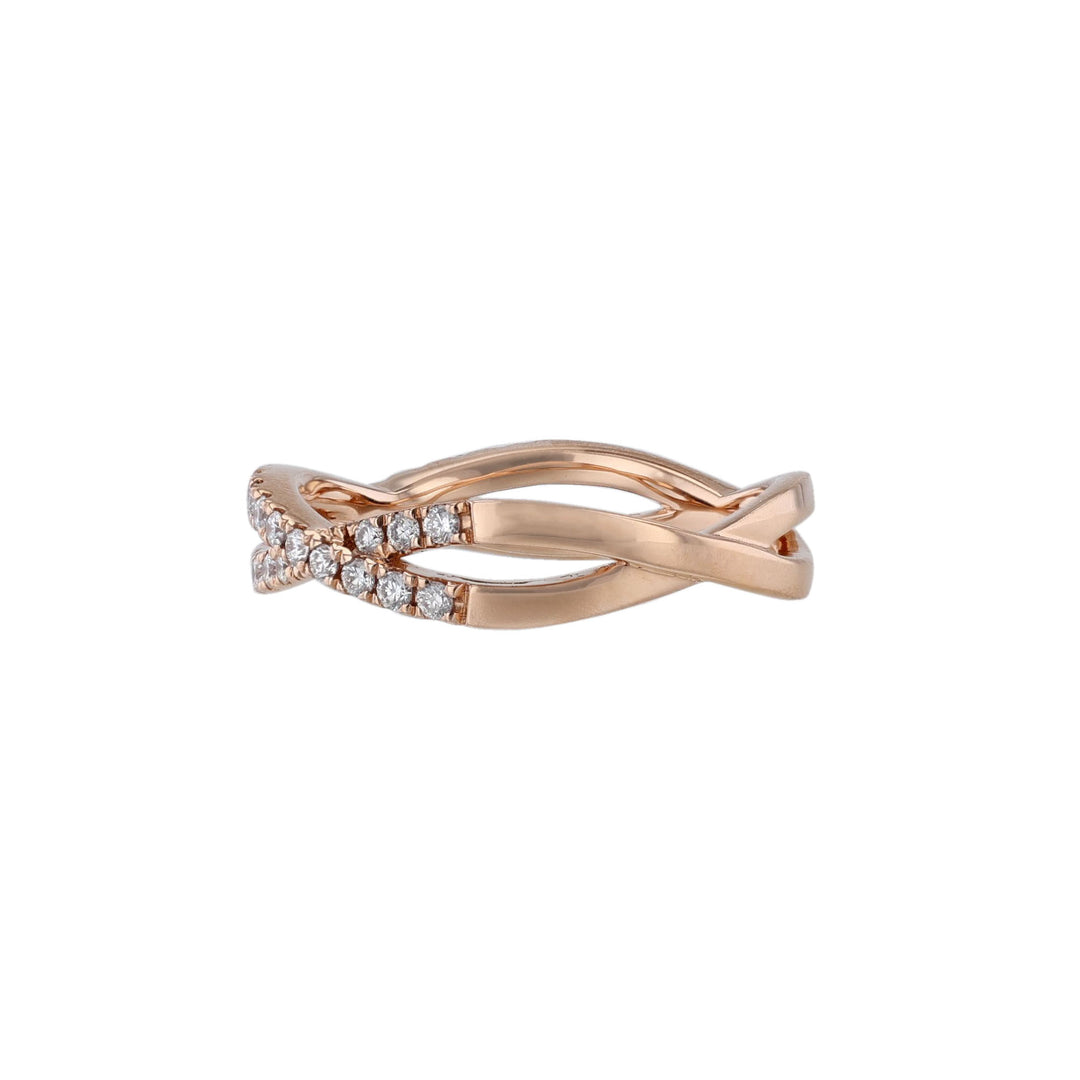 18K Rose Gold Woven Diamond Wedding Band