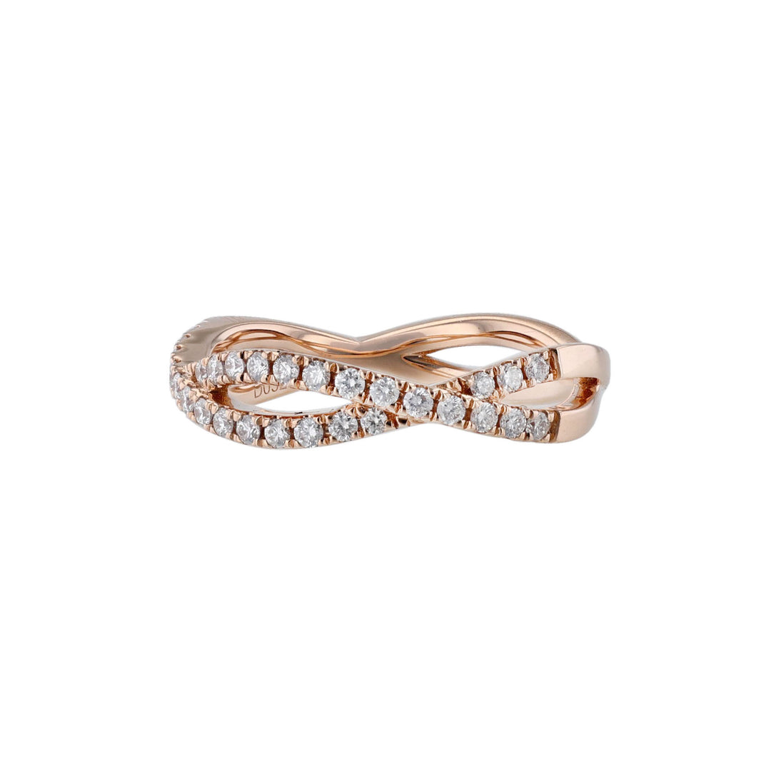 18K Rose Gold Woven Diamond Wedding Band
