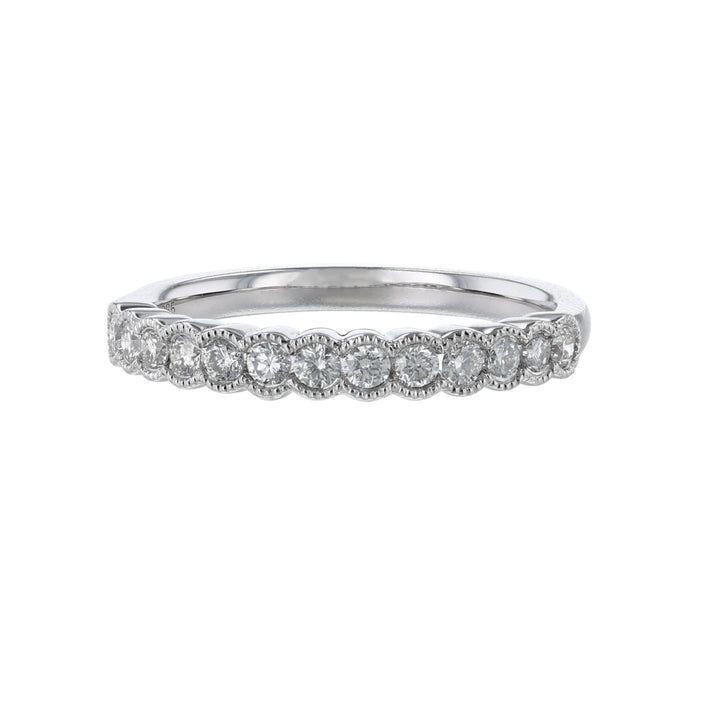 Diamond Milgrain Bezel Band, 18K White Gold