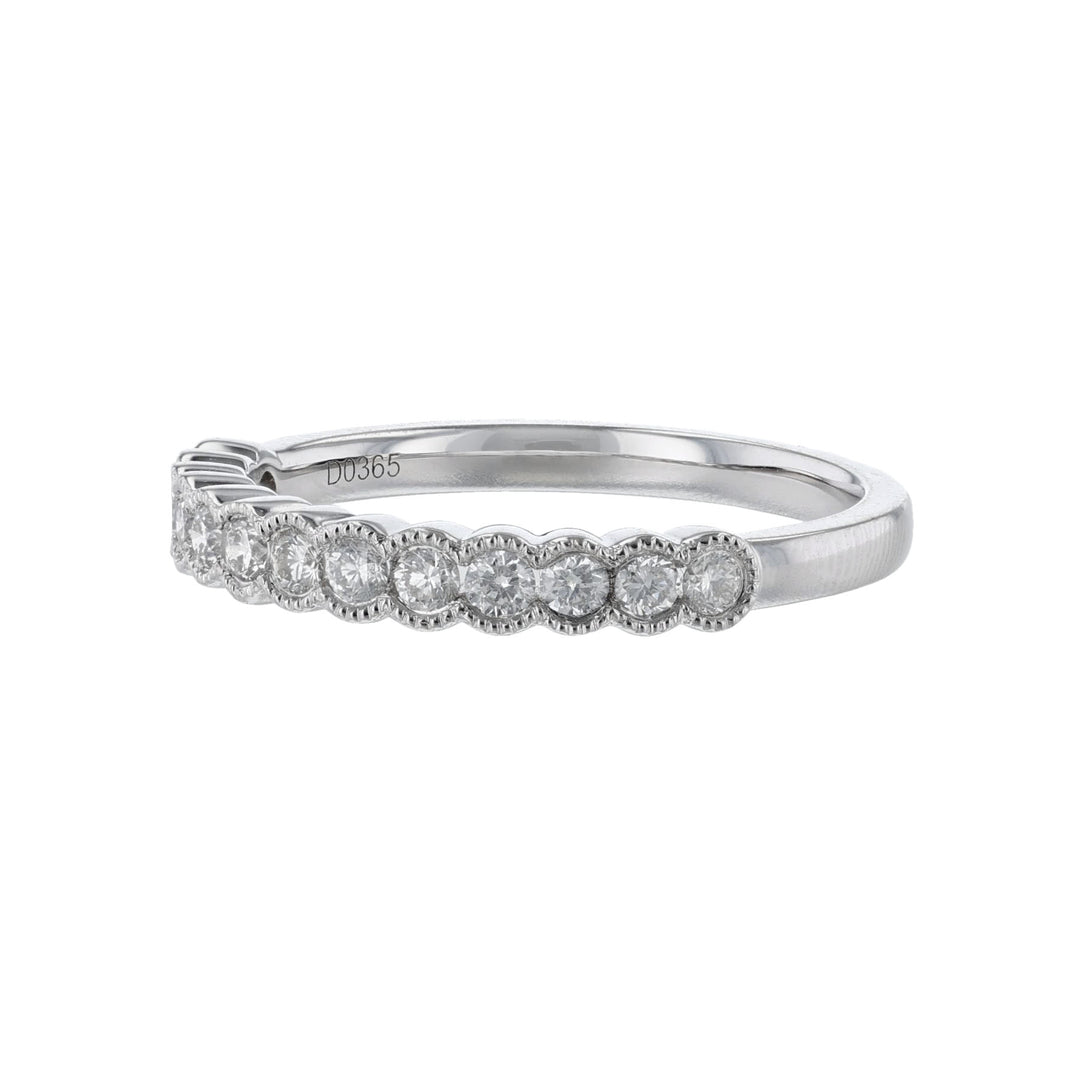 Diamond Milgrain Bezel Band, 18K White Gold