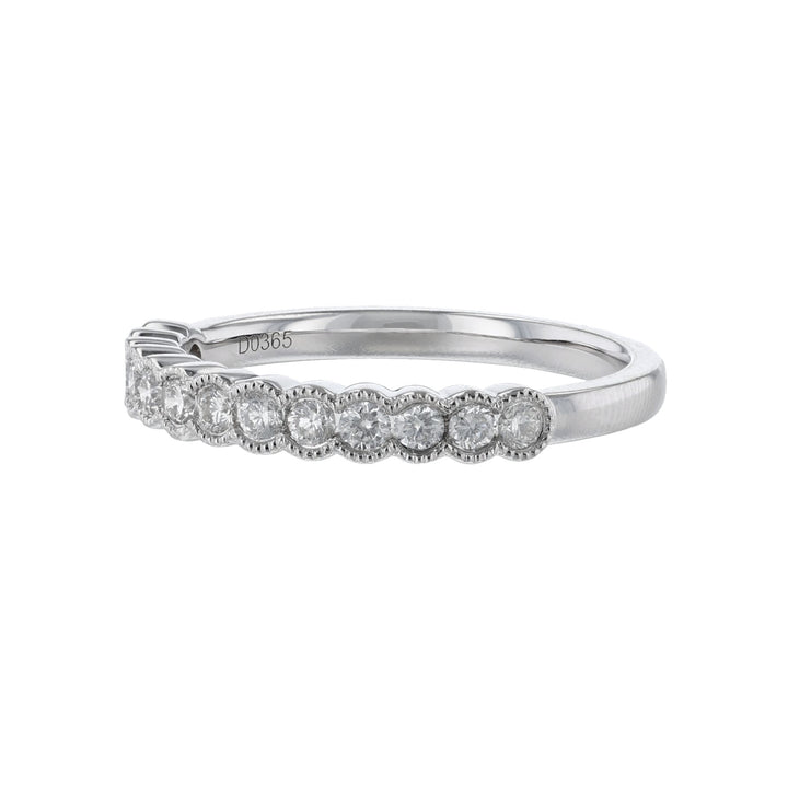 Diamond Milgrain Bezel Band, 18K White Gold
