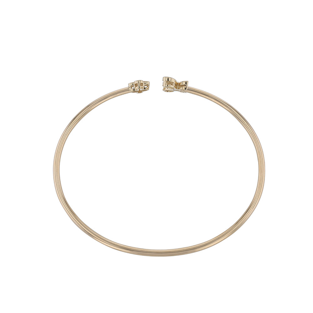 18K Yellow Gold Diamond Butterfly Open Bangle